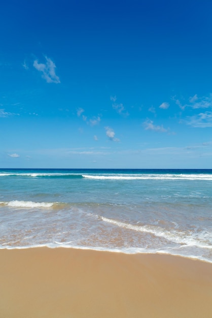 Crystals waves on the beach blue sky background