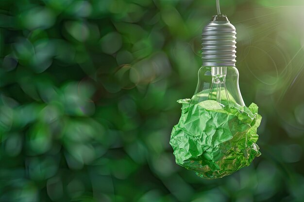 Photo csr and ecofriendly business with green paper light bulb