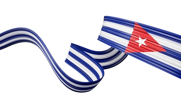 Cuba or Cuban flag wavy abstract ribbon background 3d illustration