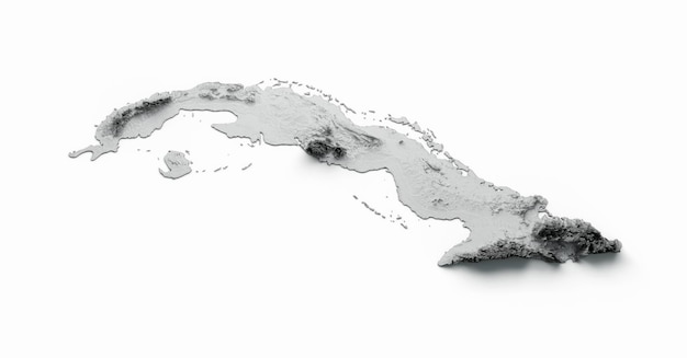 Cuba Map Cuban Flag Shaded relief Color Height map on white Background 3d illustration