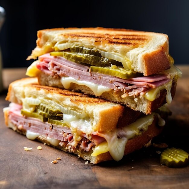 Cuban Sandwich Ham Roasted Pork and Swiss Cheese on Cuban Bread