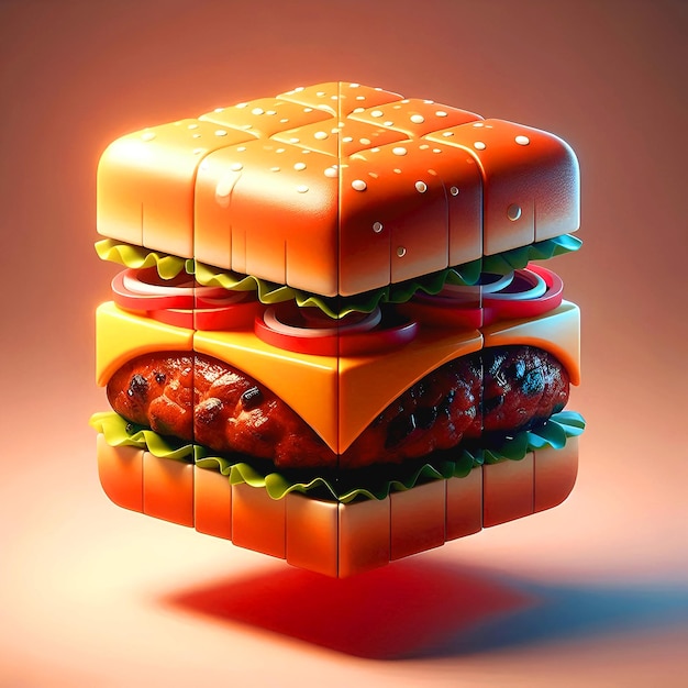 cube burger digital art