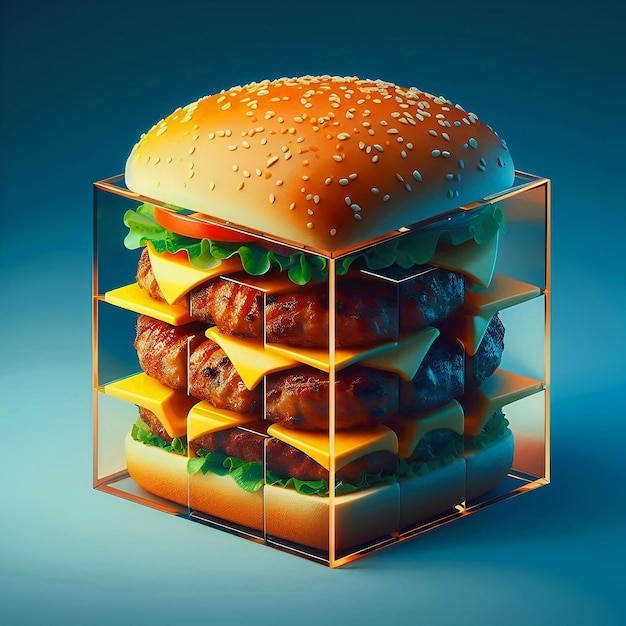 cube burger digital art