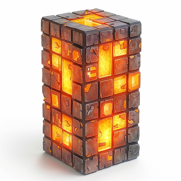 a cube made of bricks with the word  fire  on the bottom