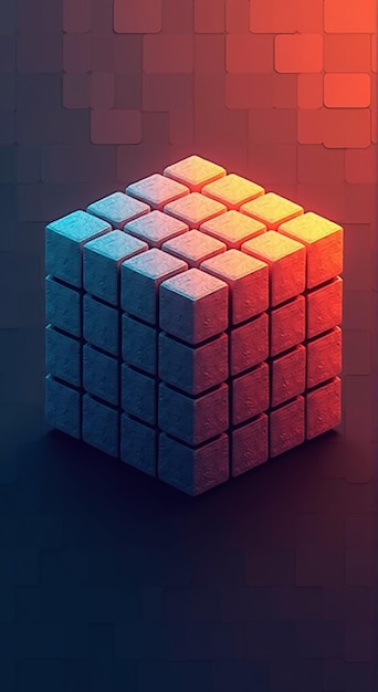 Photo a cube made of cubes with the colors of the rainbow