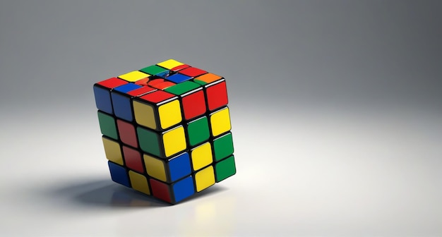 Photo a cube made of rubik cubes sits on a white surface