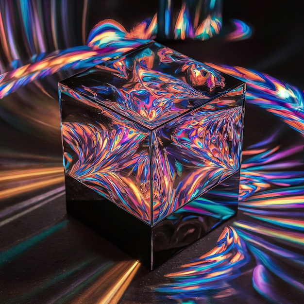 Photo a cube that has a colorful pattern on it