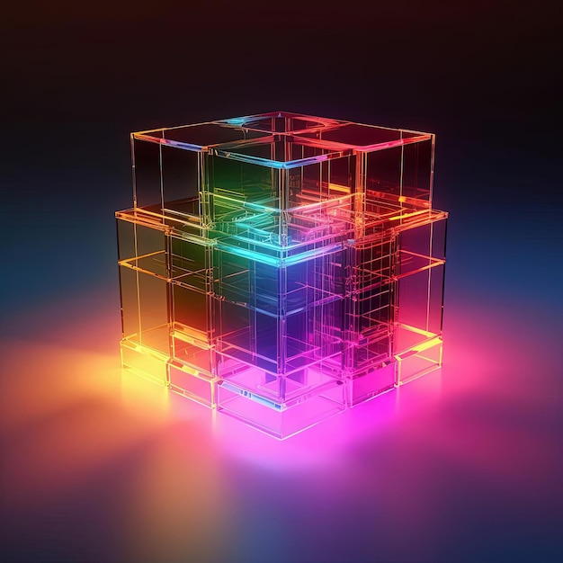 Photo a cube with colorful lights