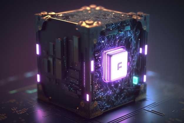 A cube with the letter f on it