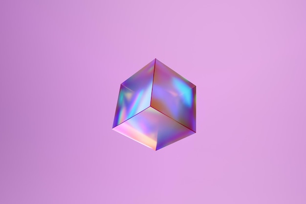 Photo a cube with a purple background d render