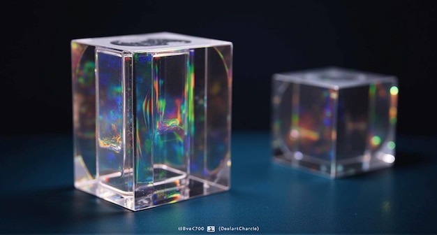 Photo a cube with a rainbow colored background and a black background