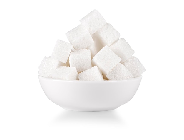 Cubes of sugar isolated on the white background