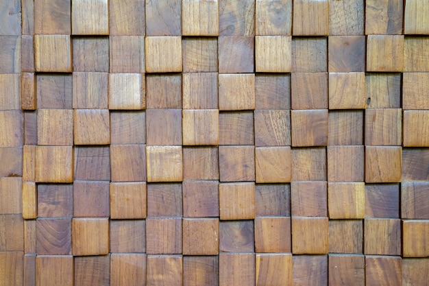 Cubic wooden wall background.