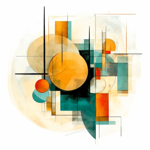 Cubism Digital Watercolor Accounting Midcentury Minimalist Art