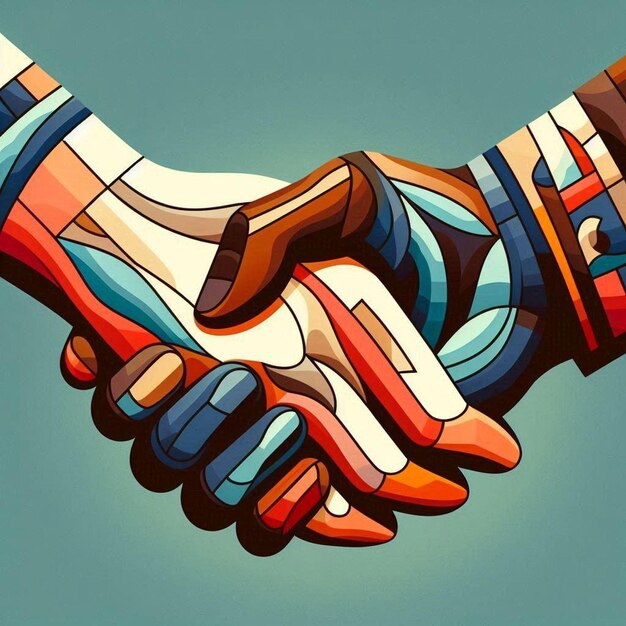 Photo cubist handshake