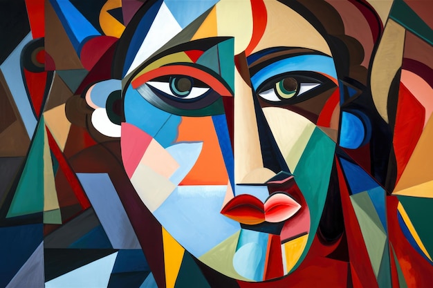 Cubist Interpretation of a Woman with an Asymmetrical Face and Mismatched Features