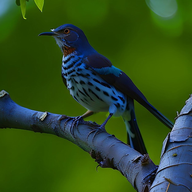 A cuckoo bird is sitting on a big tree branch