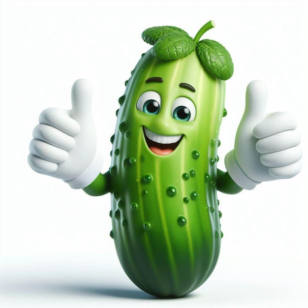 Cucumber green vegetable funny character childrens picture clipart likes