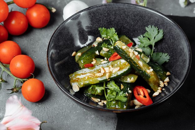 Cucumber salad with sesame seed