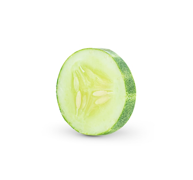 Cucumber slice isolated on white background