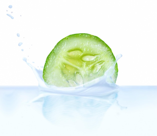 Cucumber slice on water