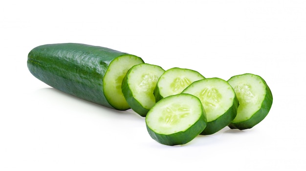 Cucumber sliced isolated on white