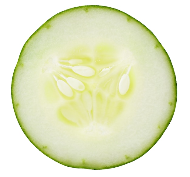 Cucumber slices on the white background isolated with clipping path