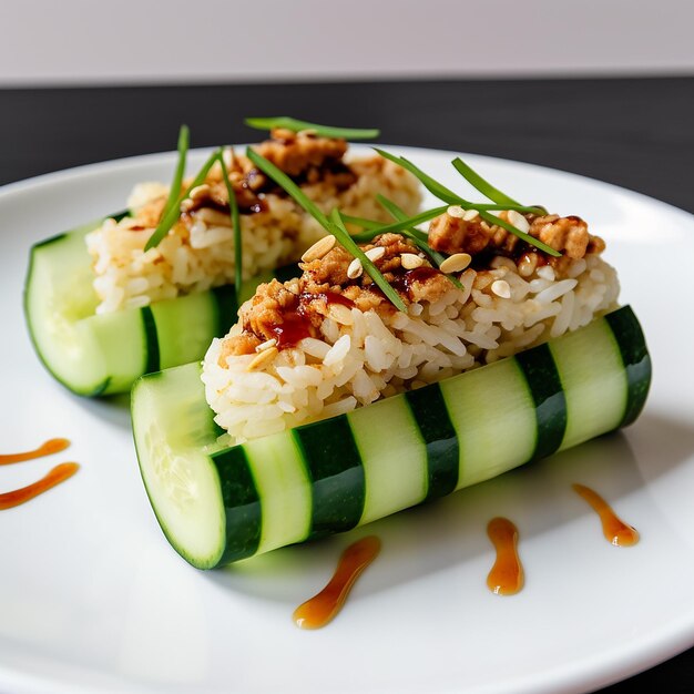 Cucumber Stuffed with Rice and Tempeh Vegan Delight