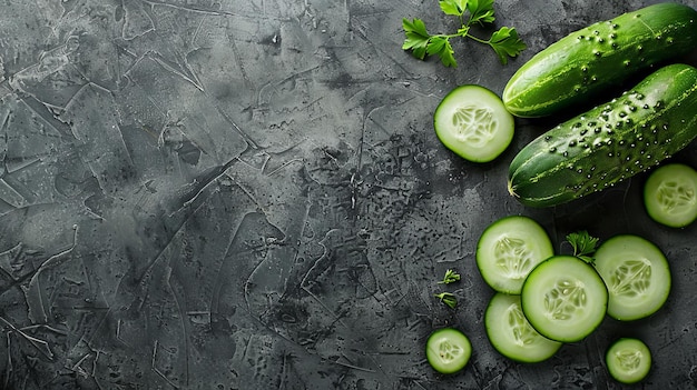 Cucumbers and parsley on dark background