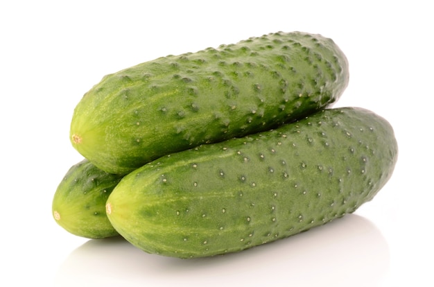 Cucumbers on a white