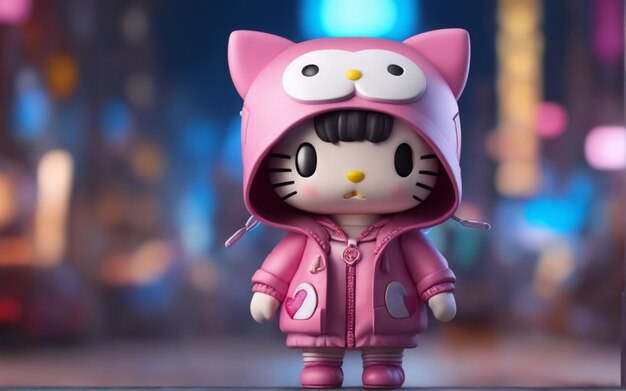 Cue cat character with pink fashion