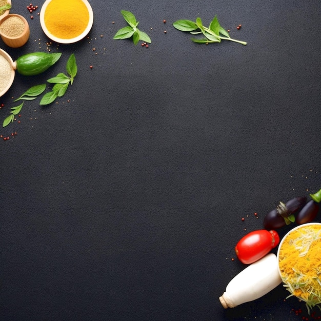 Culinary background with spices and vegetables generated Ai