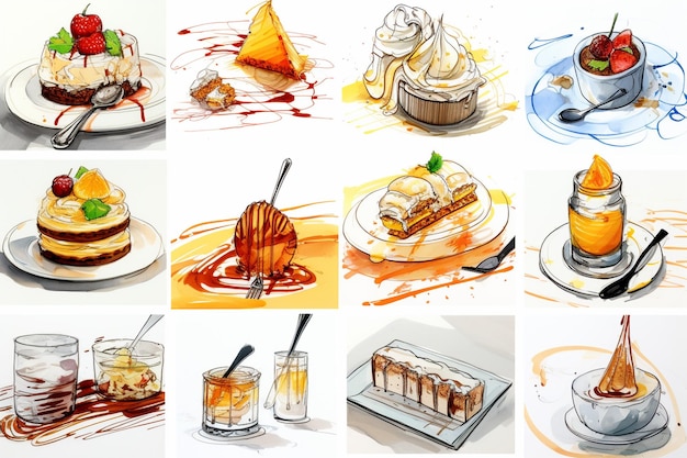 Photo culinary compositions food sketch