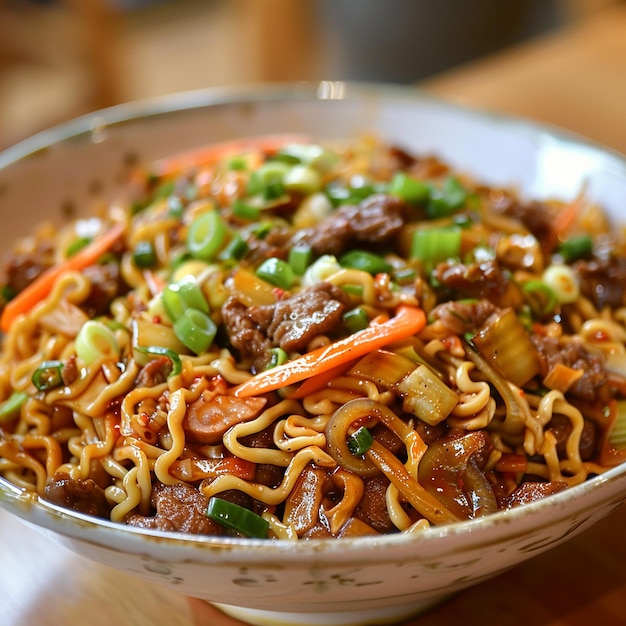 Photo culinary precision sharpfocus food photography showcasing pancit canton