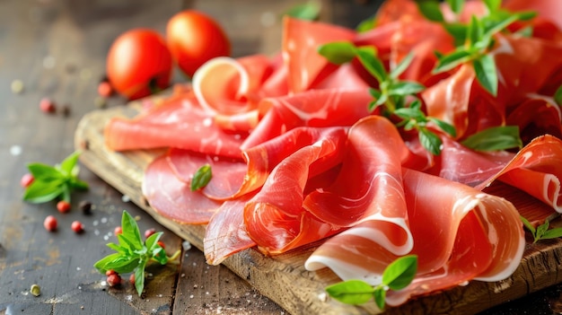 Photo culinary tradition italian cold cut display