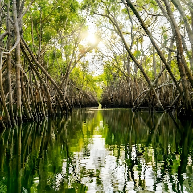 The cultural heritage of the world Mangroves in the forest Sundarban landscape image