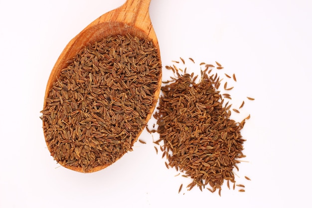 Cumin seeds in a spoon