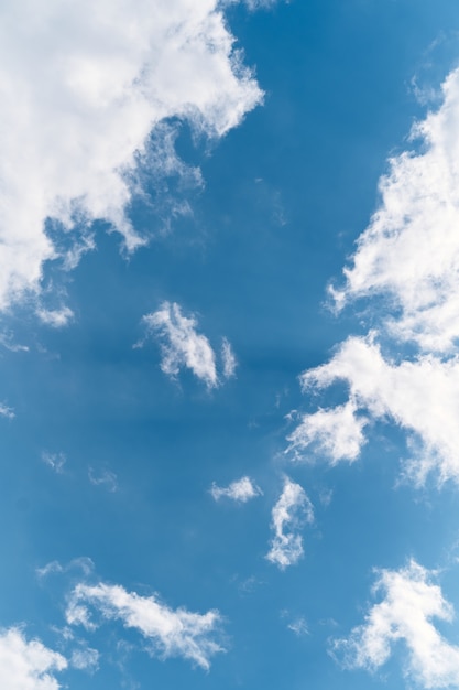 Cumulus clouds in the blue sky closeup