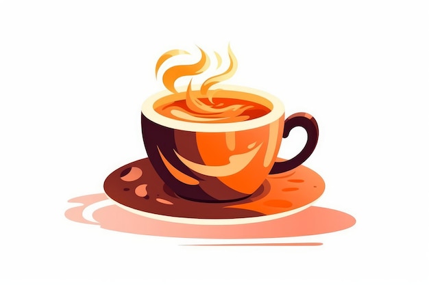 Cup of Americano on White Background in Cartoon Style AI generated