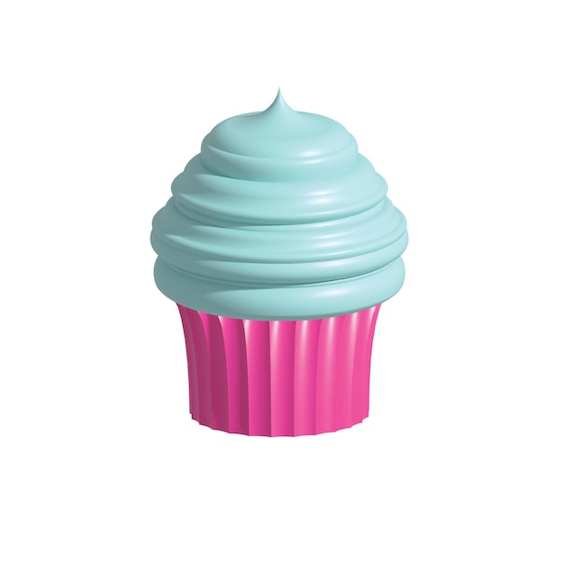 Cup cake 3d illustration on white background