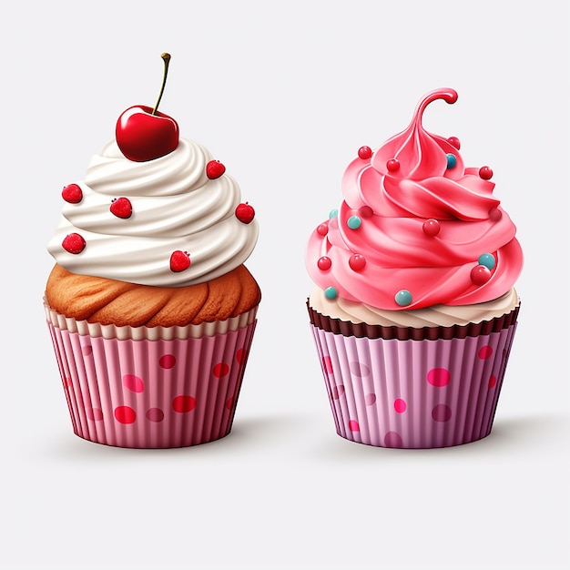 cup cake theme decoration theme 3D on white background