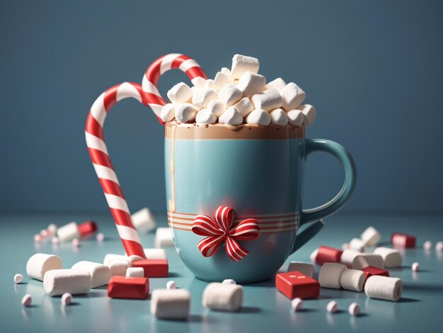 a cup of candy canes with a candy cane in it