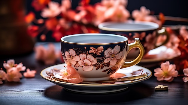 A Cup of Cappuccino Flowers Japanese Style Elegance in a Mug