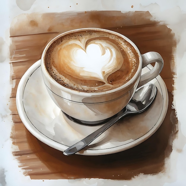 Photo a cup of cappuccino with a heart drawn on it