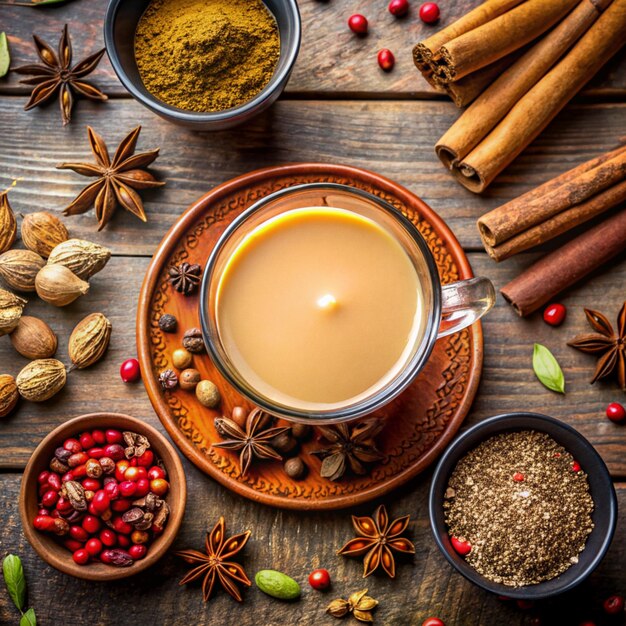 Photo a cup of chai on the table mumbai india