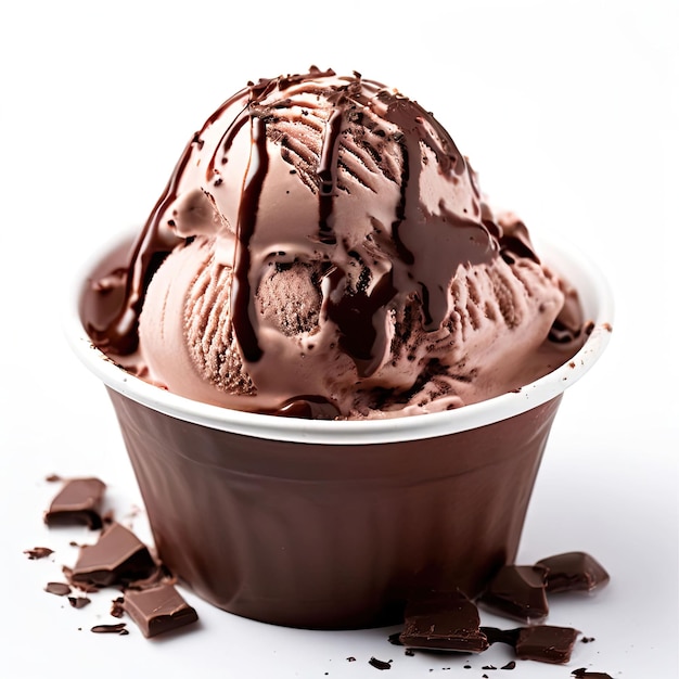 a cup of chocolate ice cream with chocolate ice cream in it