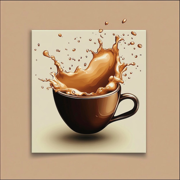 Photo a cup of chocolate with splashes of milk in it