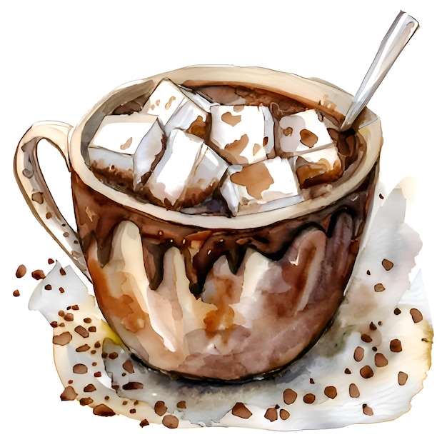 a cup of chocolate with the words marshmallow on it