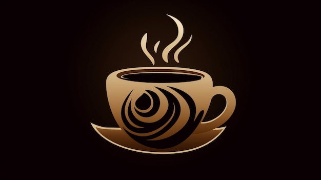 A cup of coffee on a black background