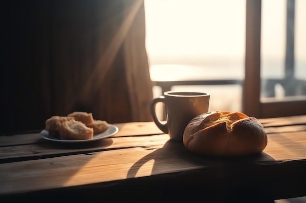 Cup of coffee and bread dynamic background